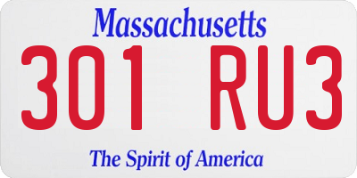 MA license plate 301RU3