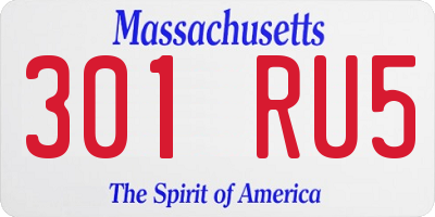 MA license plate 301RU5