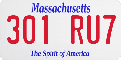 MA license plate 301RU7