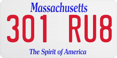 MA license plate 301RU8