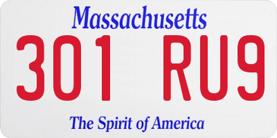 MA license plate 301RU9