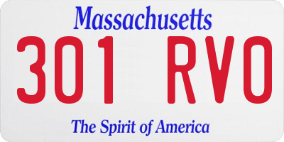 MA license plate 301RV0