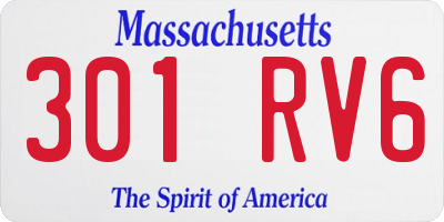 MA license plate 301RV6