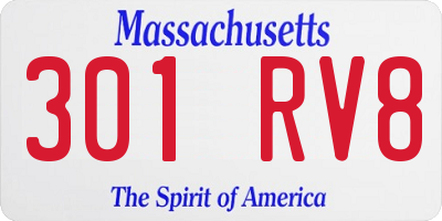 MA license plate 301RV8