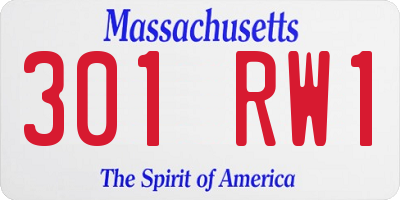 MA license plate 301RW1