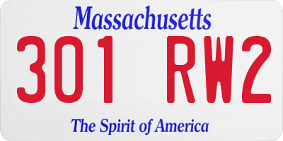 MA license plate 301RW2