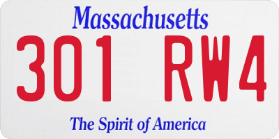 MA license plate 301RW4