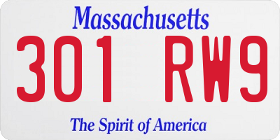 MA license plate 301RW9