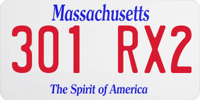 MA license plate 301RX2