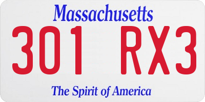 MA license plate 301RX3