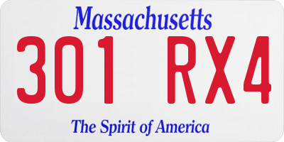 MA license plate 301RX4
