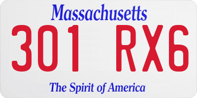 MA license plate 301RX6
