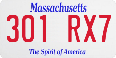 MA license plate 301RX7