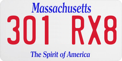 MA license plate 301RX8