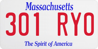MA license plate 301RY0