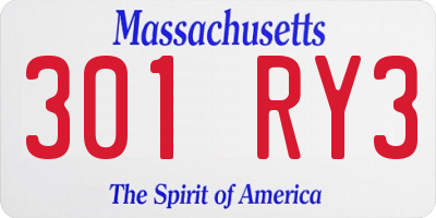 MA license plate 301RY3