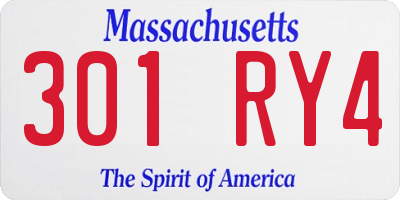 MA license plate 301RY4