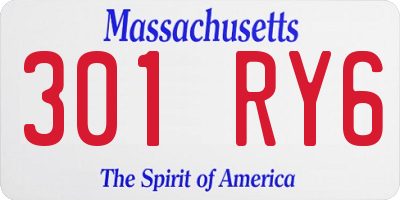 MA license plate 301RY6