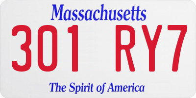 MA license plate 301RY7