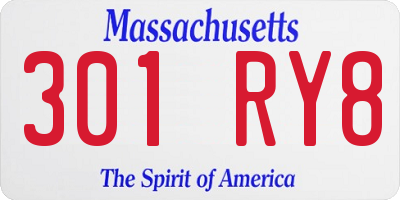 MA license plate 301RY8