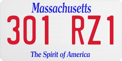 MA license plate 301RZ1