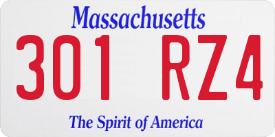 MA license plate 301RZ4