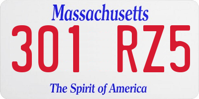 MA license plate 301RZ5