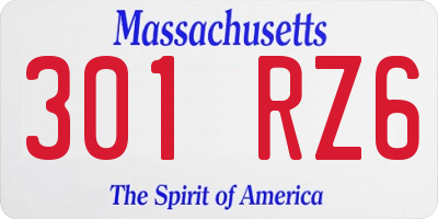 MA license plate 301RZ6