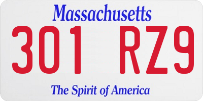 MA license plate 301RZ9