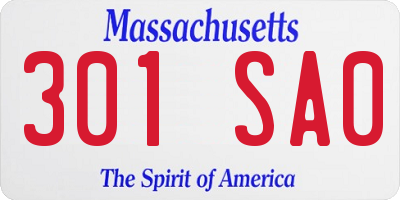 MA license plate 301SA0