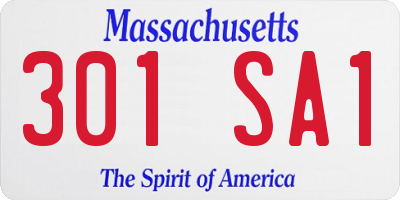 MA license plate 301SA1