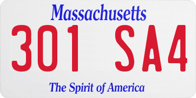 MA license plate 301SA4
