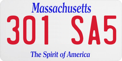 MA license plate 301SA5