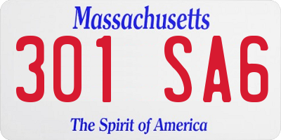 MA license plate 301SA6