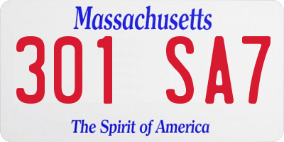 MA license plate 301SA7