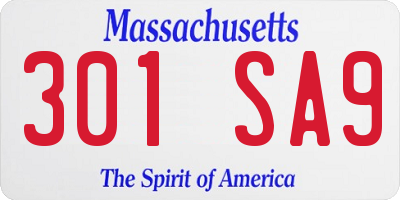 MA license plate 301SA9