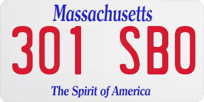 MA license plate 301SB0