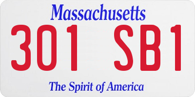 MA license plate 301SB1