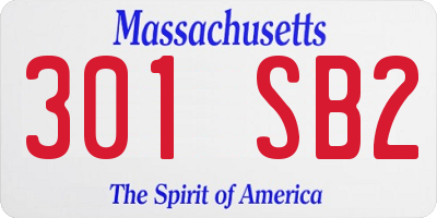 MA license plate 301SB2