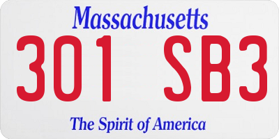 MA license plate 301SB3