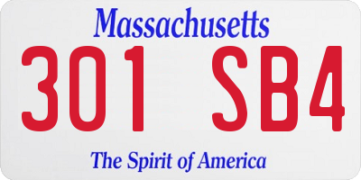 MA license plate 301SB4