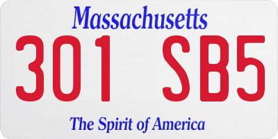 MA license plate 301SB5