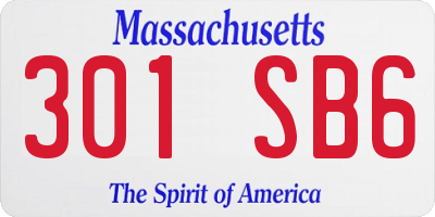 MA license plate 301SB6
