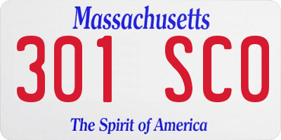 MA license plate 301SC0