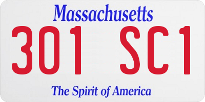MA license plate 301SC1