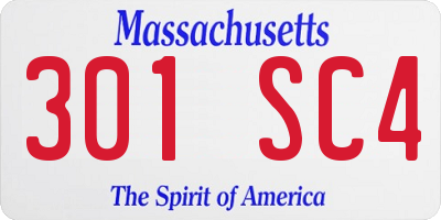 MA license plate 301SC4