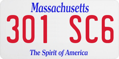 MA license plate 301SC6