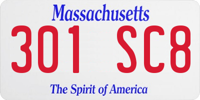 MA license plate 301SC8