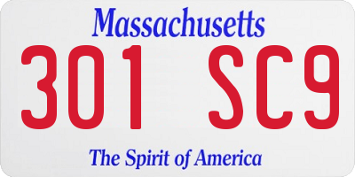 MA license plate 301SC9