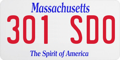 MA license plate 301SD0